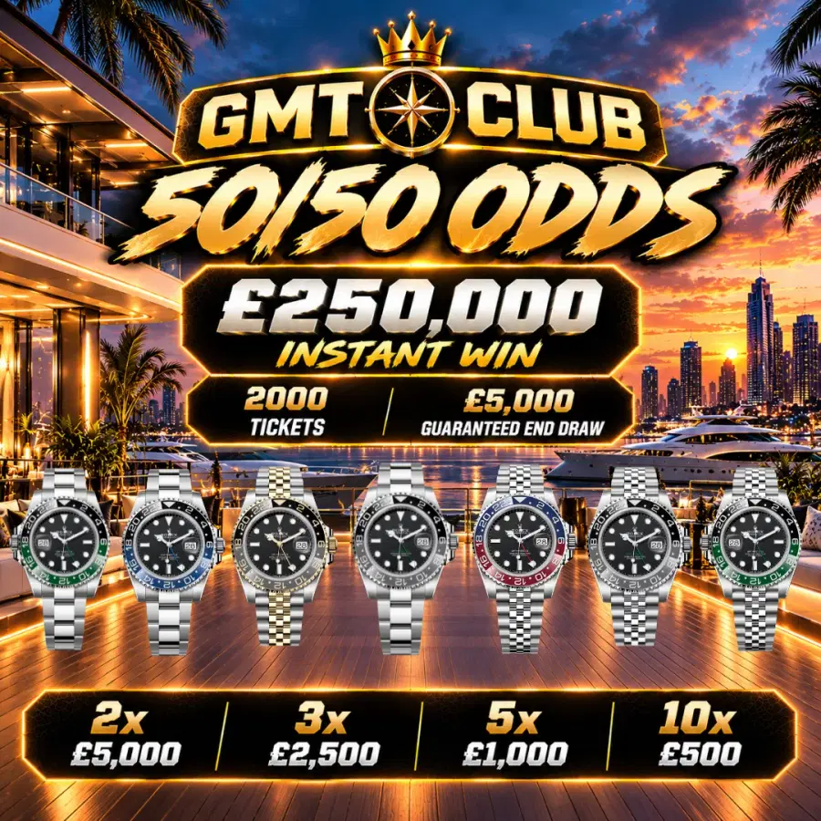 The GMT Club 50/50 Odds £250,000 Instant Win + £5,000 End Draw