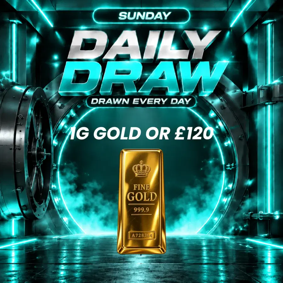Daily Draw 18/10 - Win a 1g Gold Bar or £120