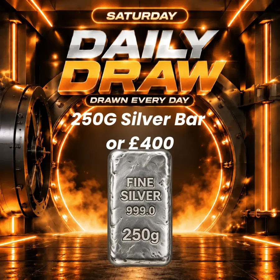 Daily Draw 31/10 - Win a 250g Silver Bar or £400