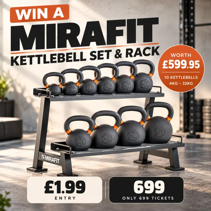 Win a Mirafit Kettlebell Set & Rack