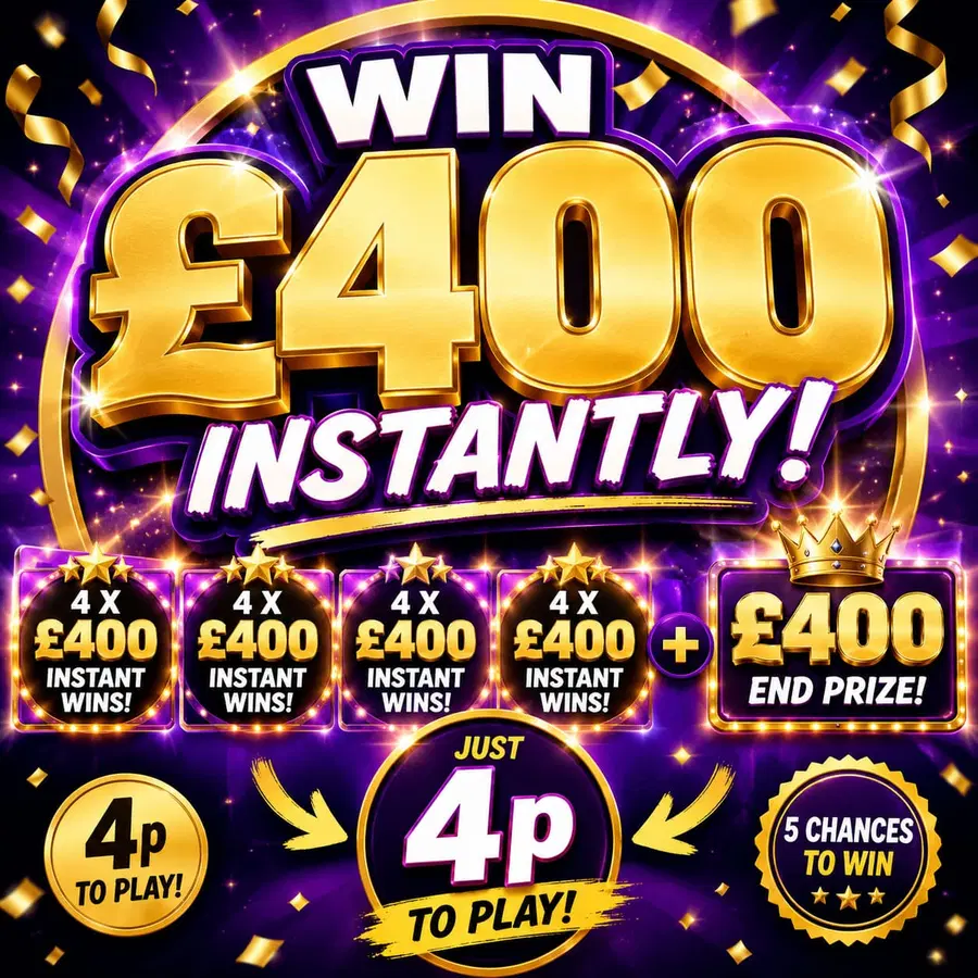 Auto-Draw: £400 Tax Free Cash + 4 x £400 Instants