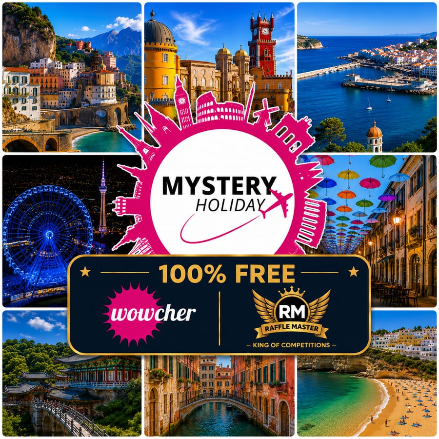 FREE Monthly Wowcher Mystery Holiday For 2 Can Be Upgraded Where Will You Go FREE Live Draw 27-08-26