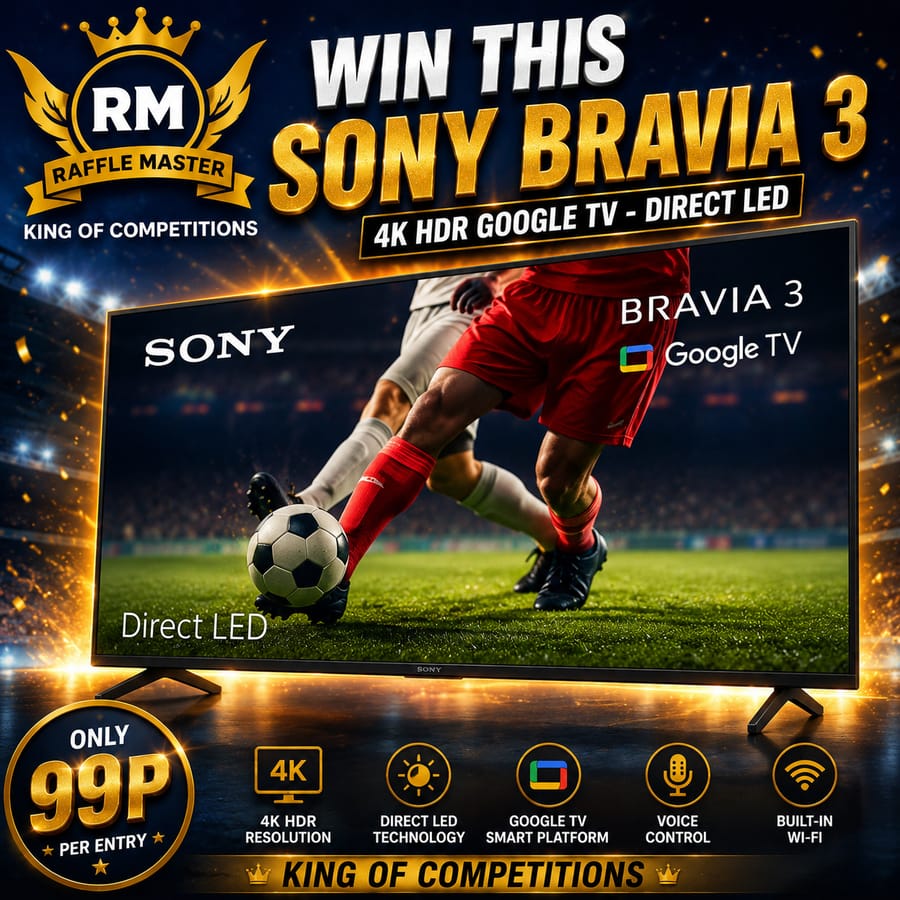 Penny Pinchers Is Back Only 1p A Go Sony Bravia 3 K43S38BP (2025) LED HDR 4K Ultra HD Smart Google TV, 43 inch Live Draw 06-08-26