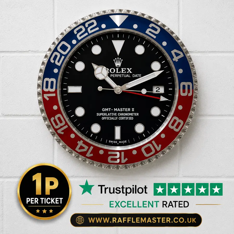 Penny Pinchers Rolex GMT Master 2 Pepsi Wall Clock Only 1p Auto Draw 13-08-26
