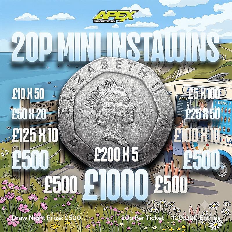 Mini 20p INSTAWINS - £500 End Prize + 550 Instant Wins - 9/8/2026