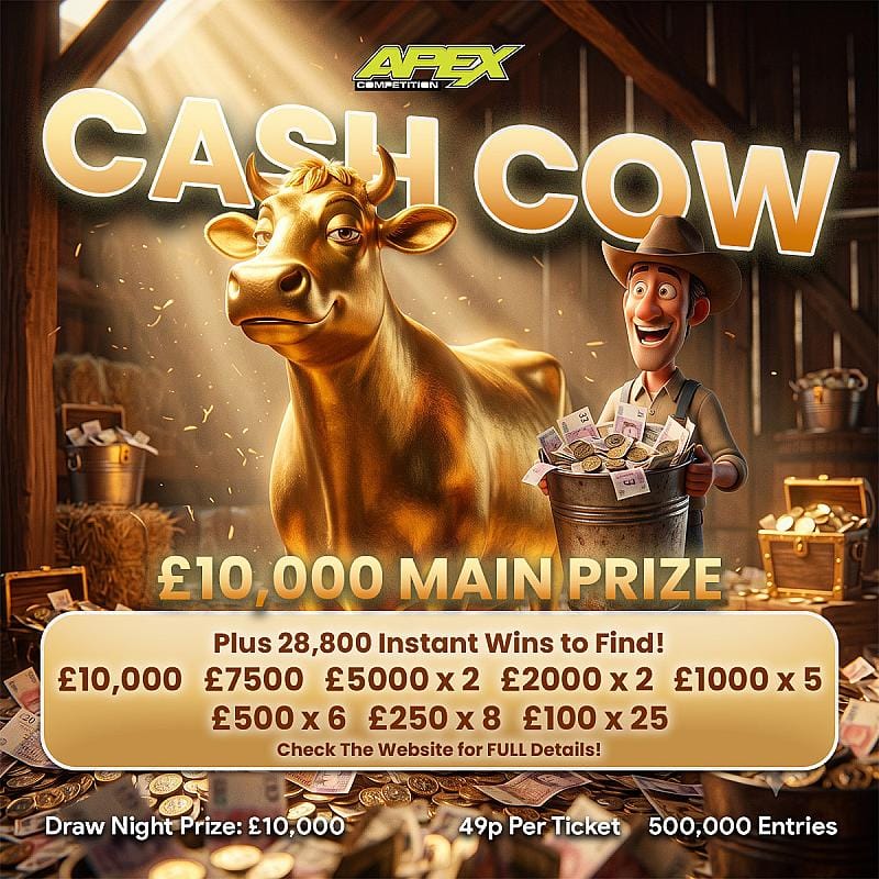 Cash Cow - £10,000 end prize + 28,800 instant wins - 9/8/2026