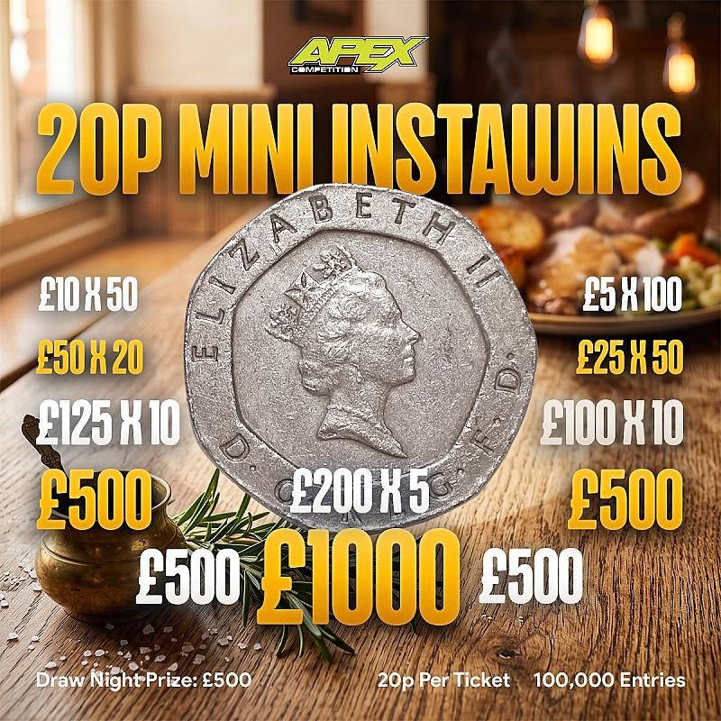 Mini 20p INSTAWINS - £500 End Prize + 550 Instant Wins - 16/8/2026