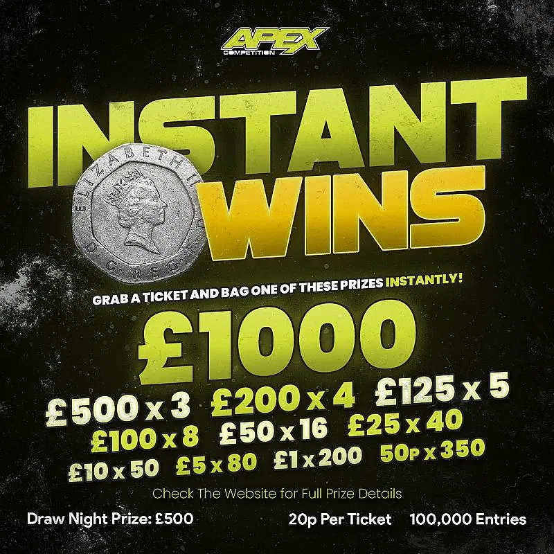 20p INSTAWINS - £500 end prize - 30/8/2026