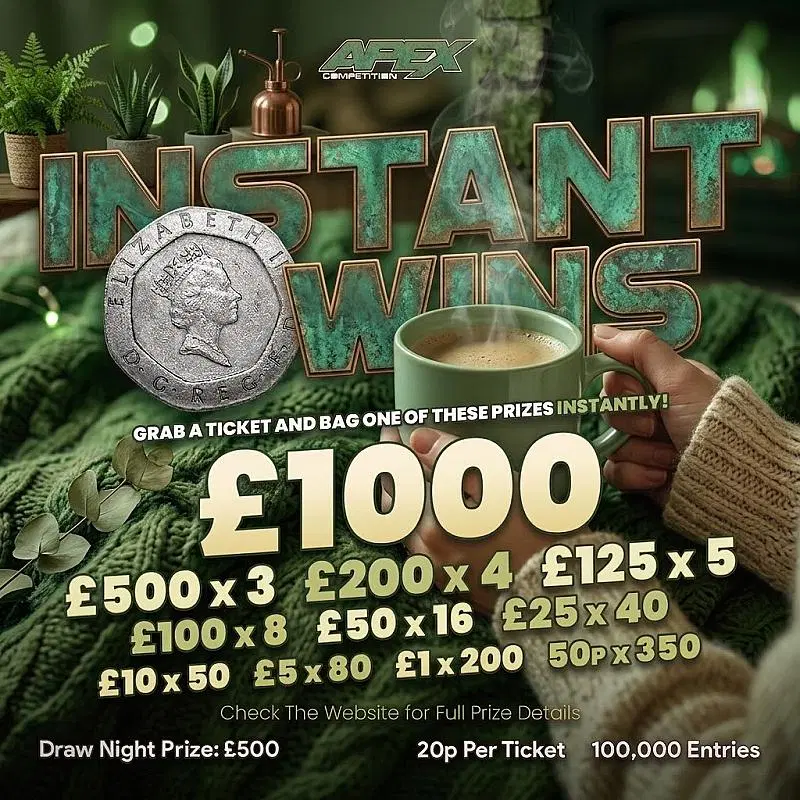 20p INSTAWINS - £500 end prize - 20/9/2026