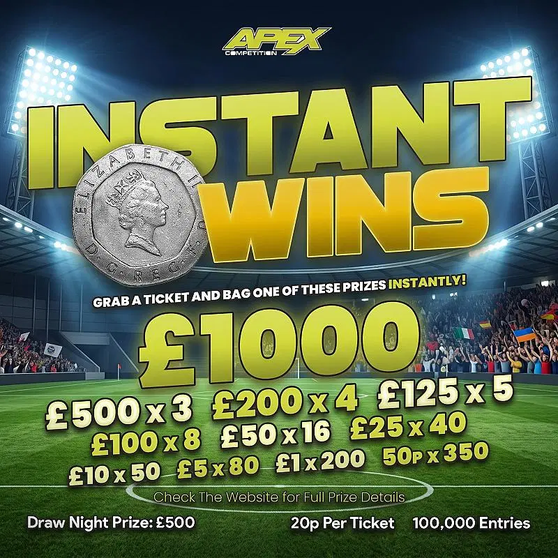 20p INSTAWINS - £500 end prize - 27/9/2026