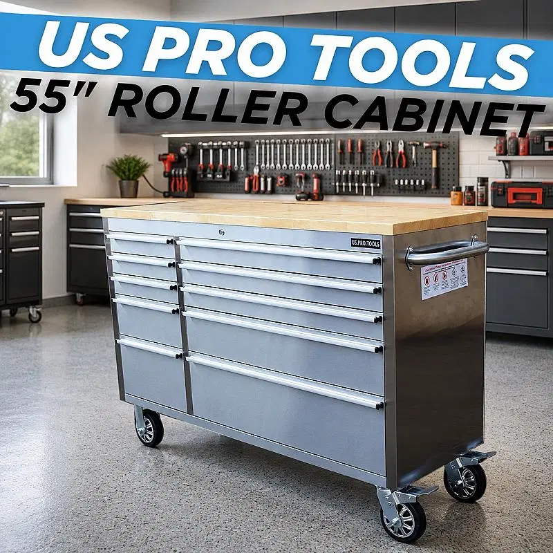 Win A US PRO TOOLS 55" Stainless Roller Cabinet