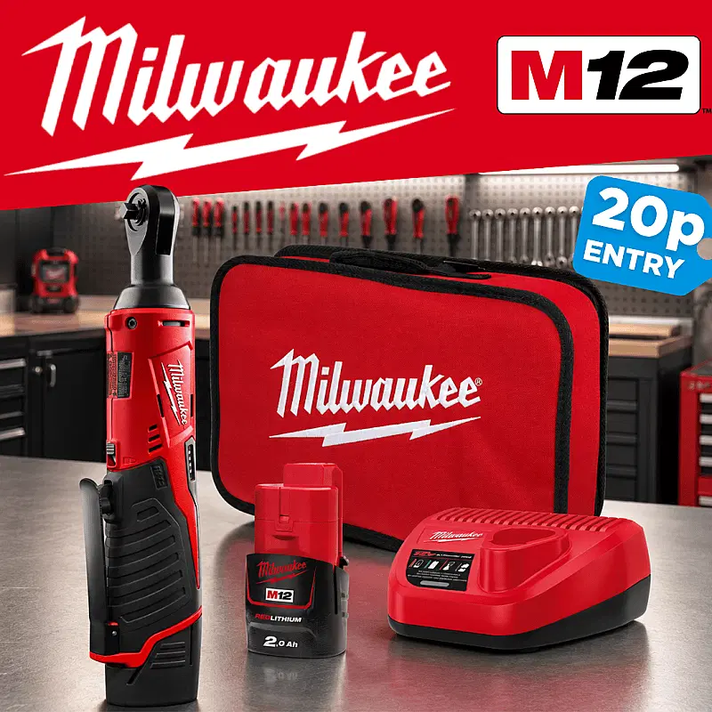 Win a 12v 3/8 Milwaukee Angle Ratchet Kit Worth £150