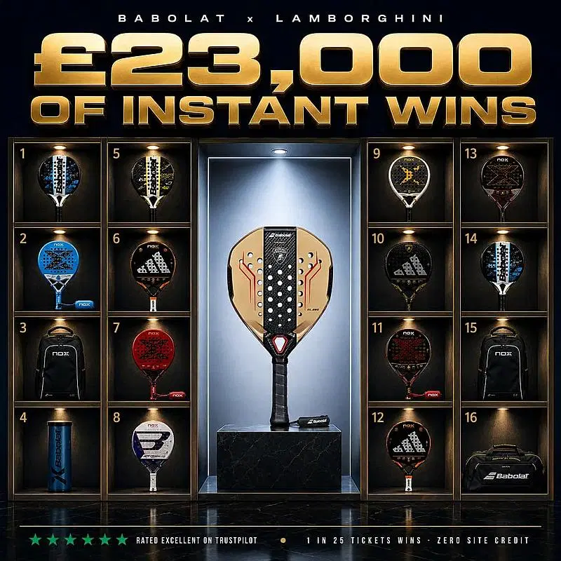 Win The Babolat x Lamborghini + £23,000 Of Padel Instant Wins
