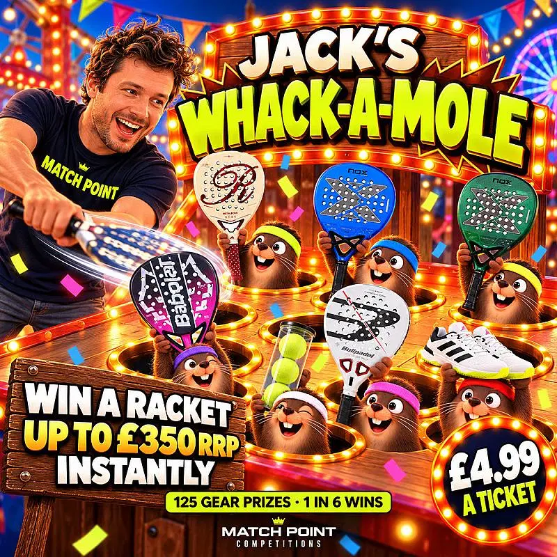 Jack’s Whack A Mole 💥 525 Instant Wins Hiding Inside. 1 in 6 Wins Something. Whack the Right Mole, Win a £350 Limited Edition Racket.