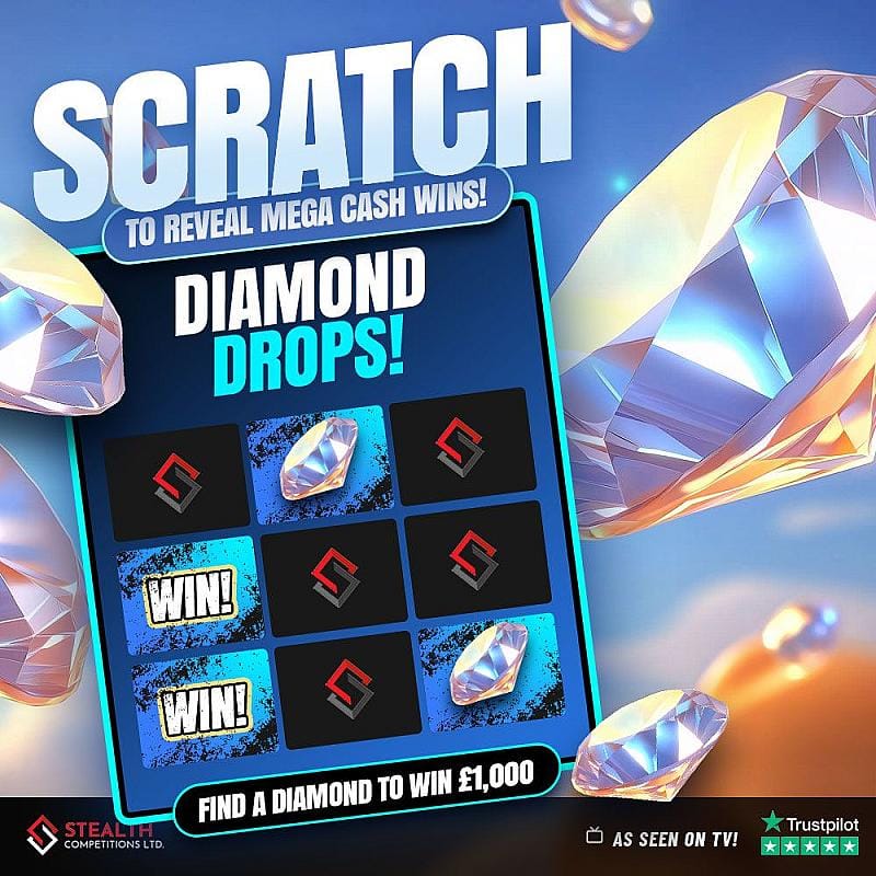 DIAMOND DROPS SCRATCH EDITION - 2 X £500 MAIN PRIZE!