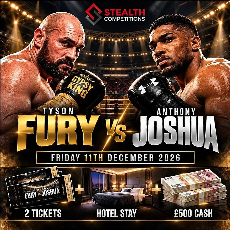 2 TICKETS TYSON VS AJ + HOTEL STAY + £500 CASH!