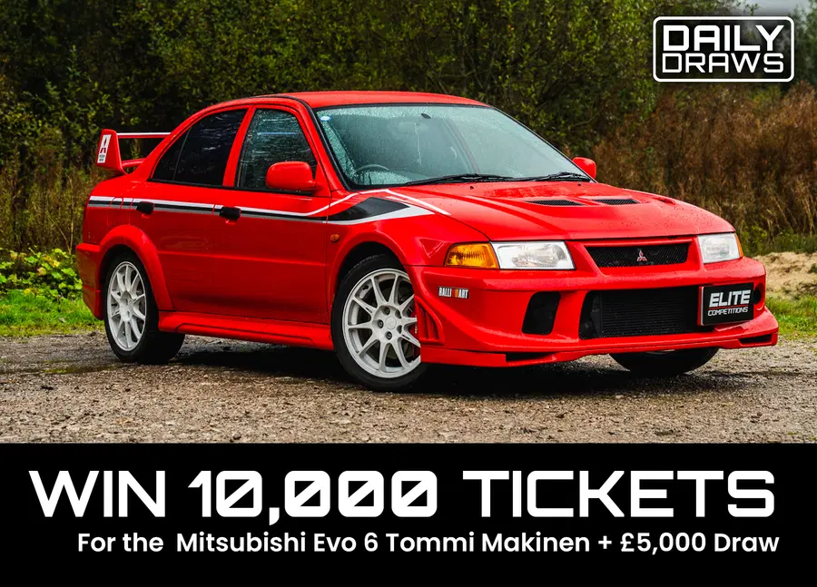 10,000 Tickets worth £300 for Entry in the Mitsubishi Evolution 6 Tommi Makinen £5k Cash Draw