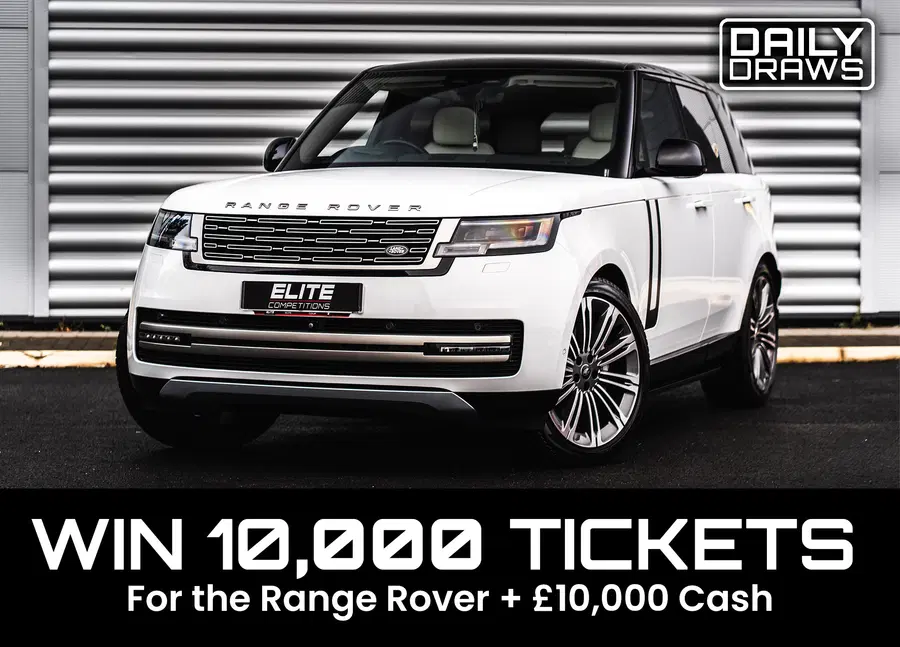 10,000 tickets, worth £300, for entry in the 2023 Range Rover FS + £10,000 Cash Draw