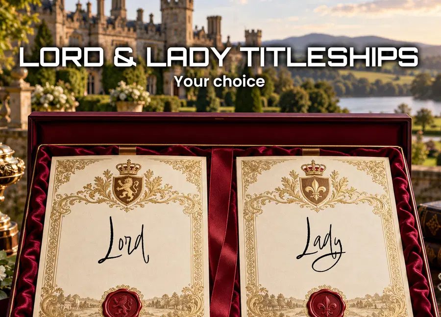 Lord & Lady Title-ships x2 - For you, Your Parter, Pet or to Gift