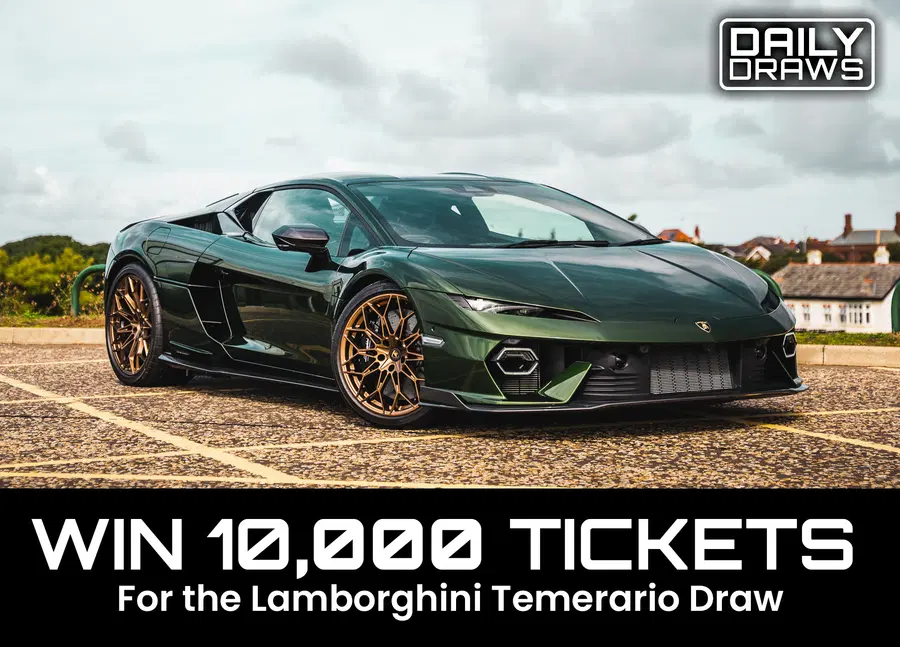 10,000 tickets, worth £500, for entry in the 2026 Lamborghini Temerario + £10,000 Cash Draw
