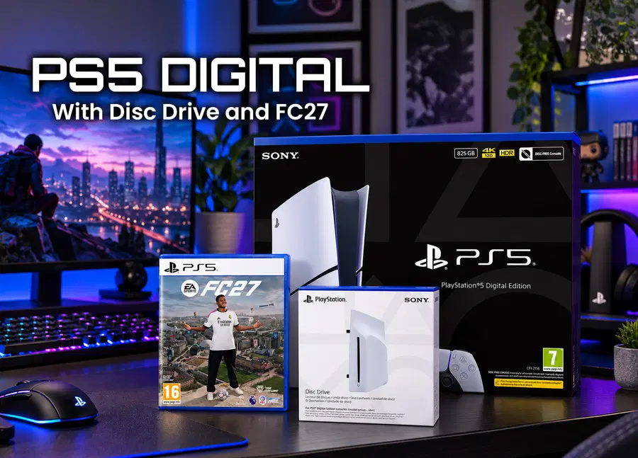 PS5 Digital Edition with FC27 & Disc Drive