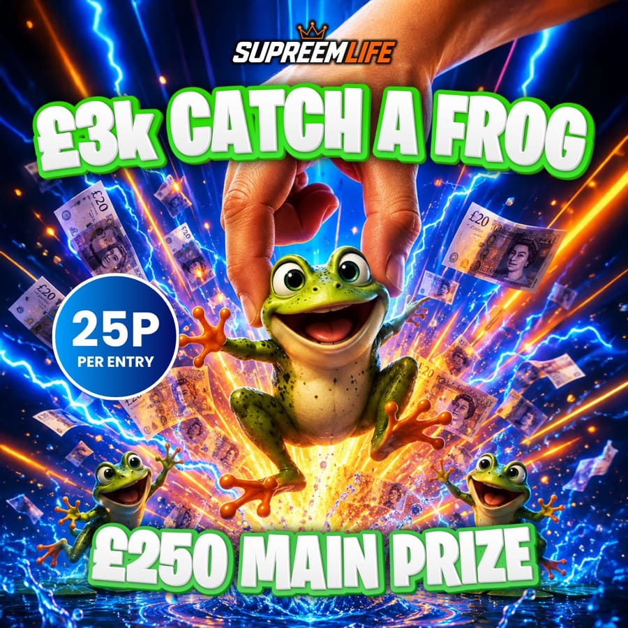 £3k Catch A Frog – £250 Main Prize