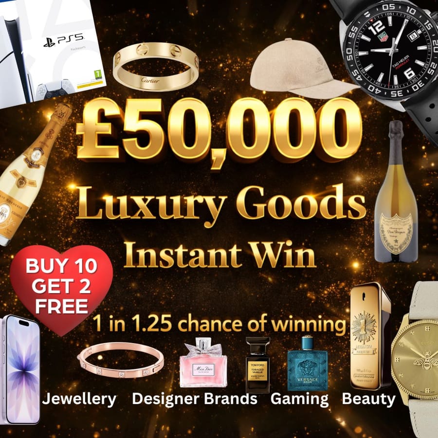 £50,000 LUXURY INSTANT WIN (£1,000 End Prize)