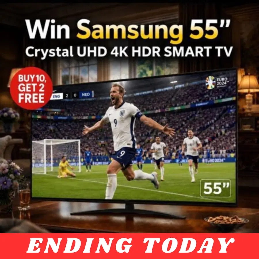 Win this Samsung 55″ Crystal UHD 4K Smart TV #1 (£260 Cash Alt)