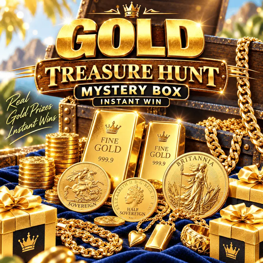 Gold Treasure Hunt Mystery Boxes Instant Win