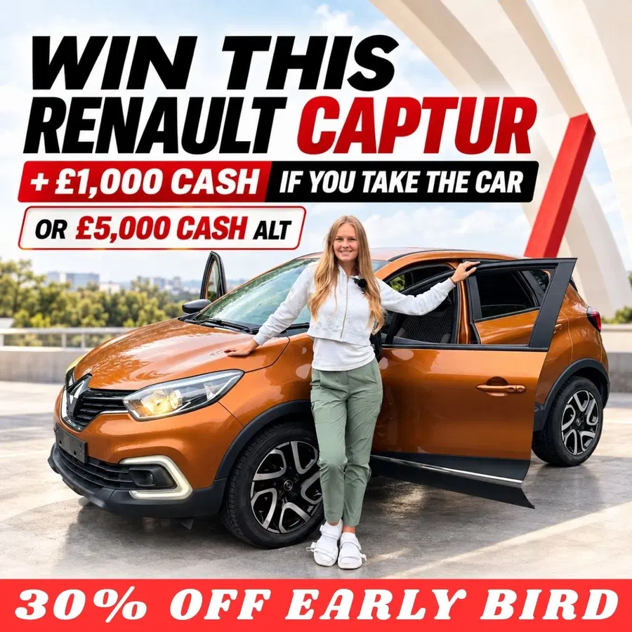 Win this Renault Captur + £1,000 (or £5,000 Cash Alt)
