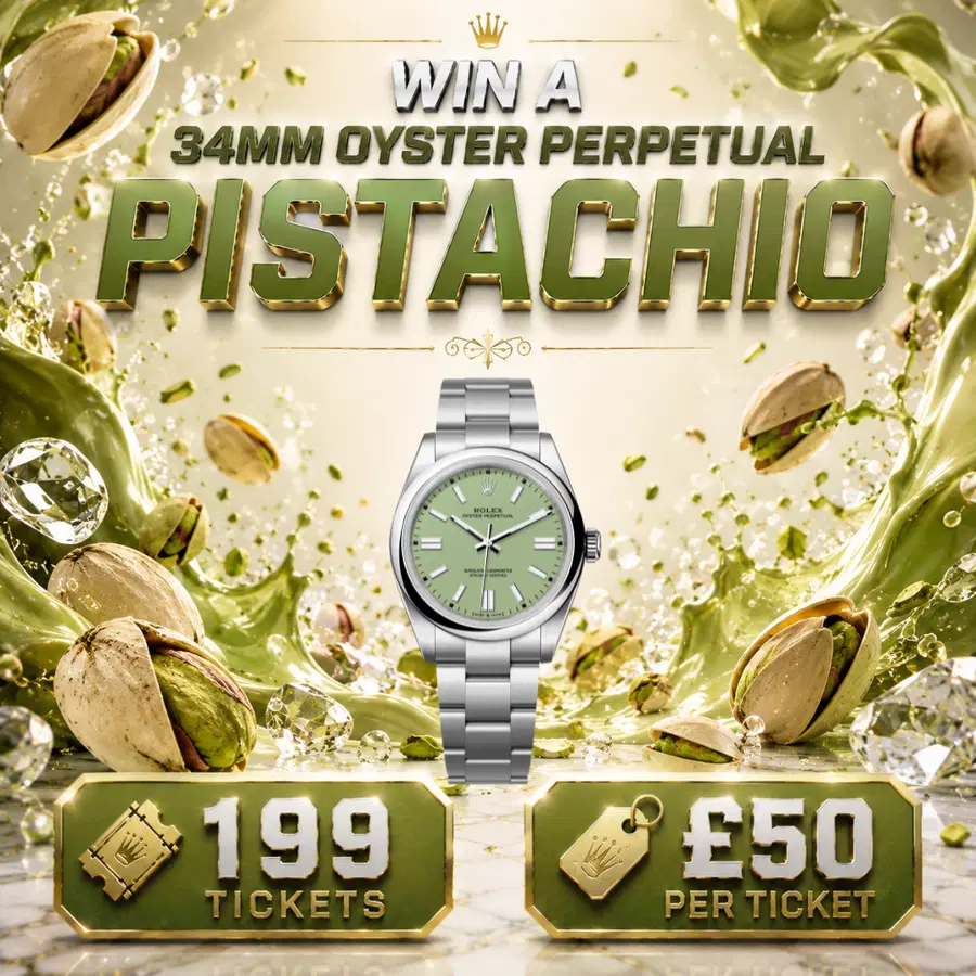 WIN A 2025 ROLEX 34MM OYSTER PERPETUAL PISTACHIO OR THE CASH ALTERNATIVE