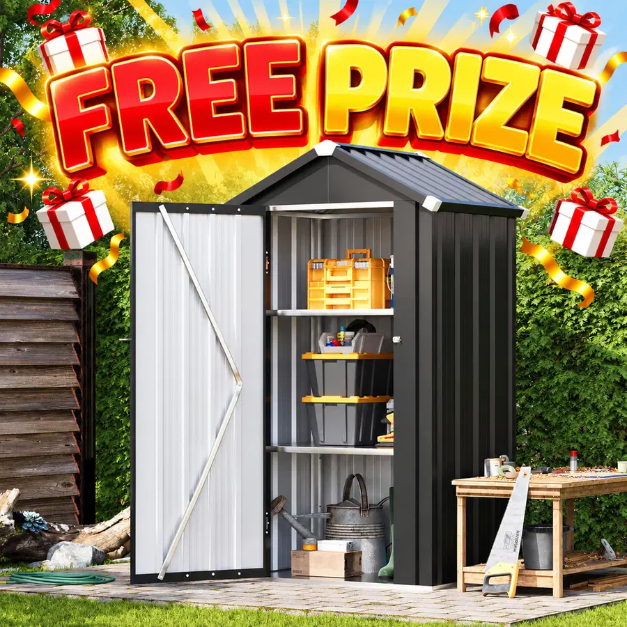 FREE PRIZE: 3x2ft Metal Garden Shed with Floor
