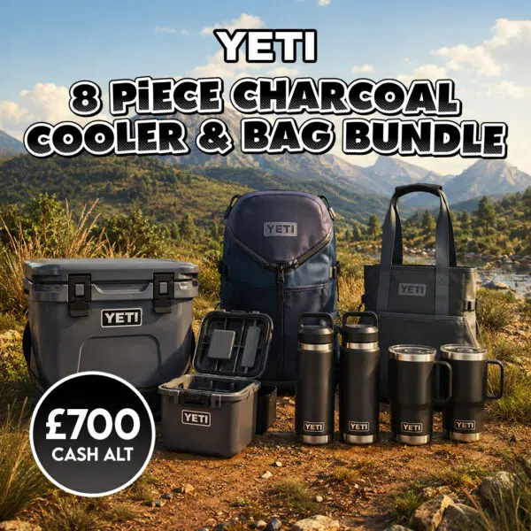Yeti 8 Piece Charcoal Cooler & Bag Bundle Or £700 Cash