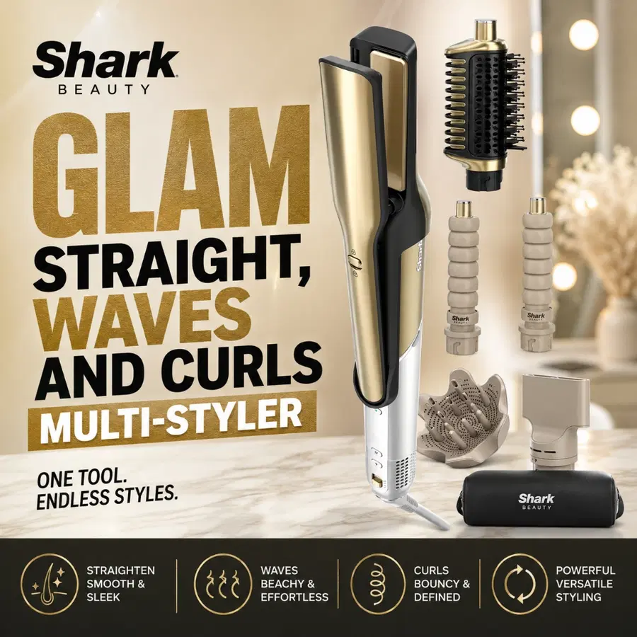 Shark Glam Straight, Waves and Curls Multi-styler