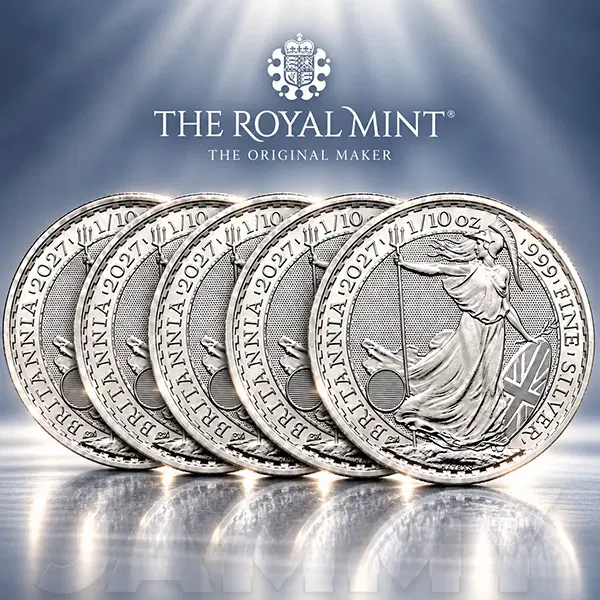 5 BRITANNIA 1oz SILVER BULLION COINS or £285 CASH!