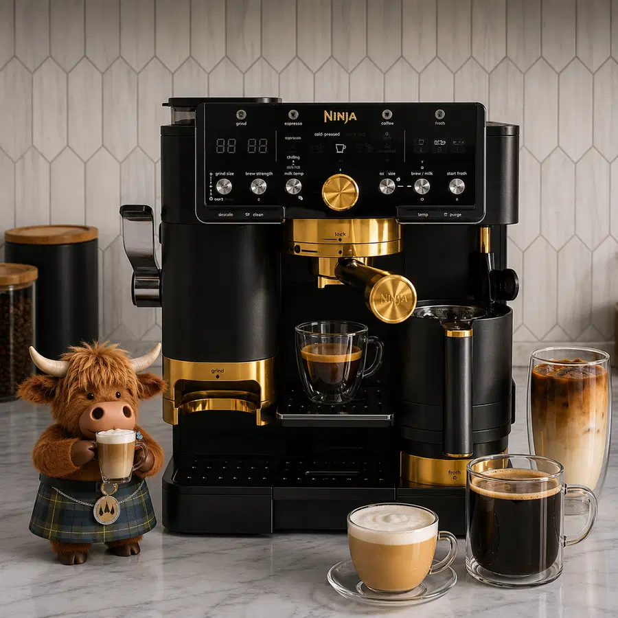 NINJA Luxe Café Pro by David Beckham. Bean to Cup Coffee Machine – Black & Gold