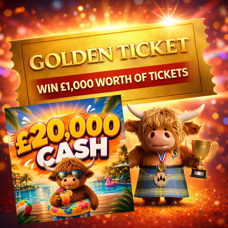 GOLDEN TICKET! £1000 Worth of tickets into £20,000 CASH Jackpot Draw!