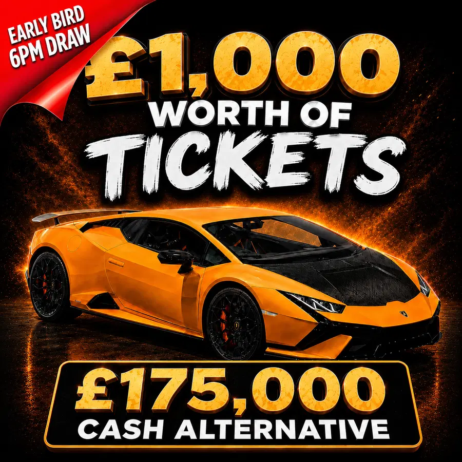 Enhance Your Chances – Win £1,000 Worth of Tickets into Lamborghini Huracan Tecnica or £175,000 CASH Main Draw #2