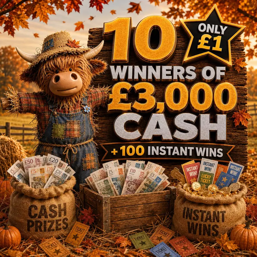 £60,000 Prize Pot – 10 WINNERS of £3,000 Plus 100 Lucky Instant Wins