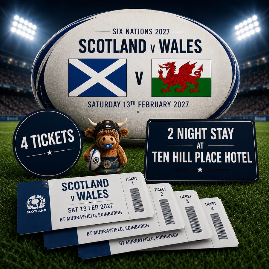 SCOTLAND v WALES SIX NATIONS +2 NIGHT HOTEL STAY for 4