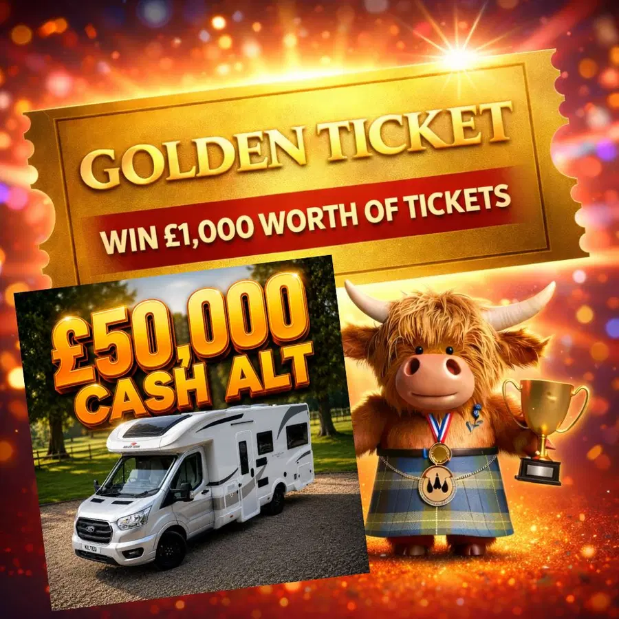 Win a £1,000 Golden Ticket into the MotorHome or £50,000 CASH Main Draw