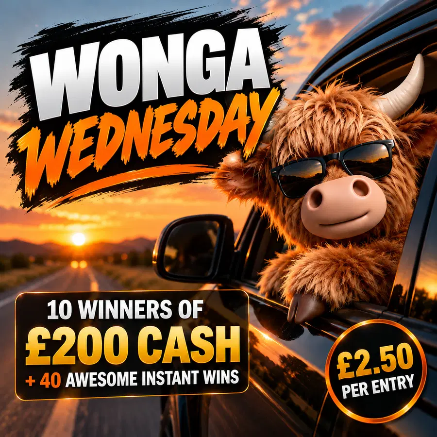 Wonga Wednesday – 10 Winners of £200 Cash PLUS 40 Awesome INSTANT WINS To Be Found