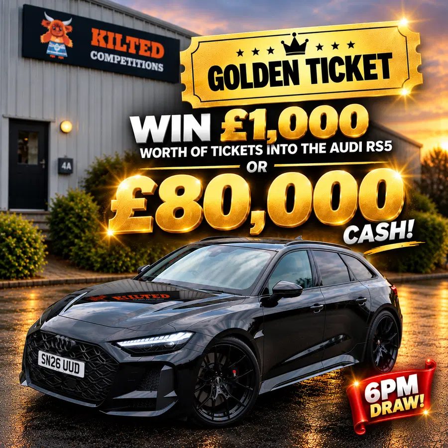 Win a £1,000 Golden Ticket into the Audi RS5 or £80,000 Cash draw #4