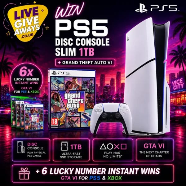 Grand Theft Auto VI PS5 Disc Console Bundle + 6 Lucky Numbers! 💃 🔫