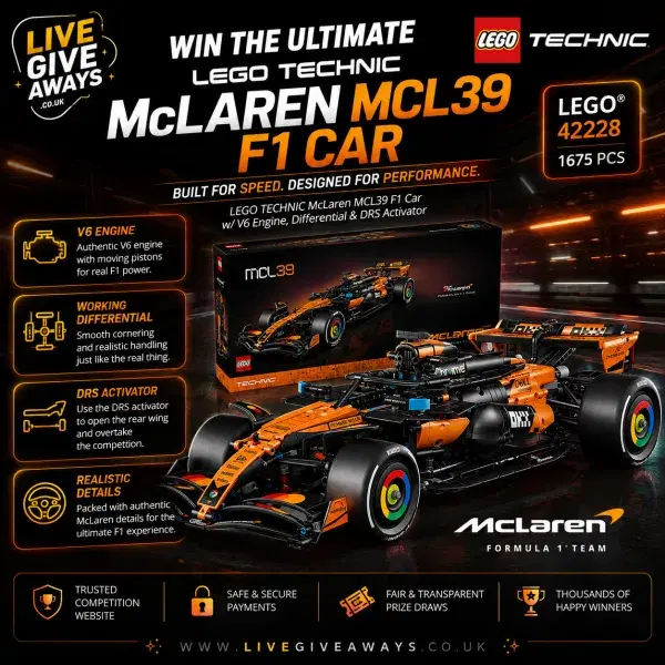 LEGO Technic McLaren MCL39 F1 Car w/ V6 Engine, Differential & DRS Activator+ 5 Lucky Numbers! 🏎️