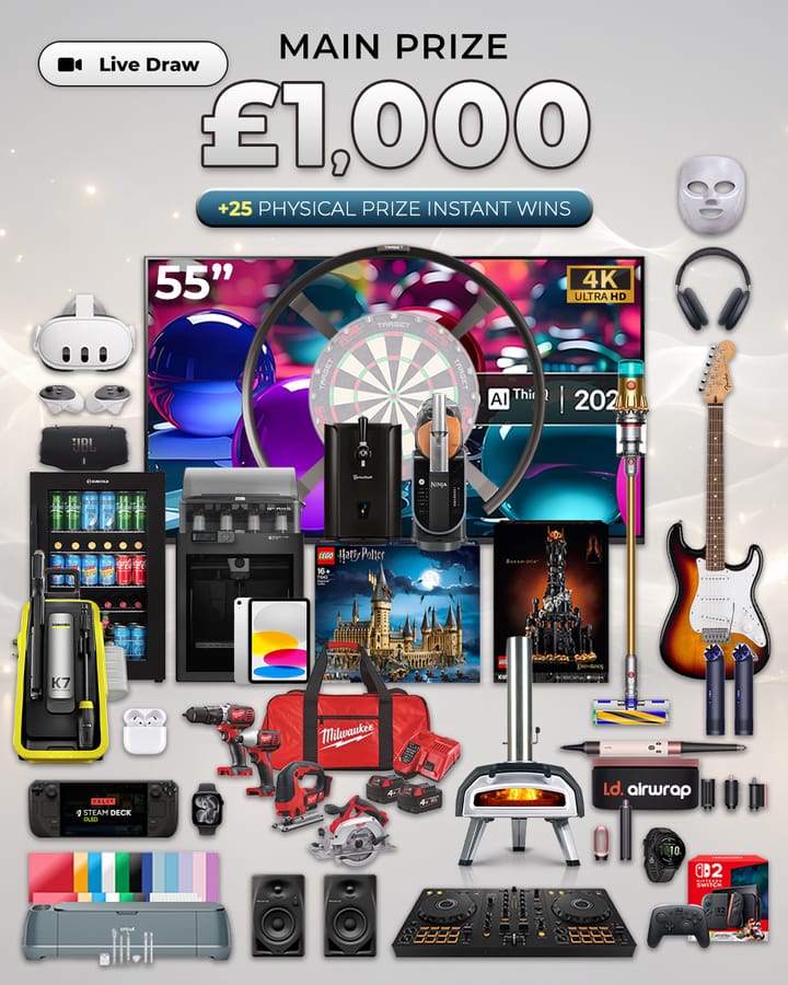 £1,000 Main Prize with 25 Physical Instant Wins