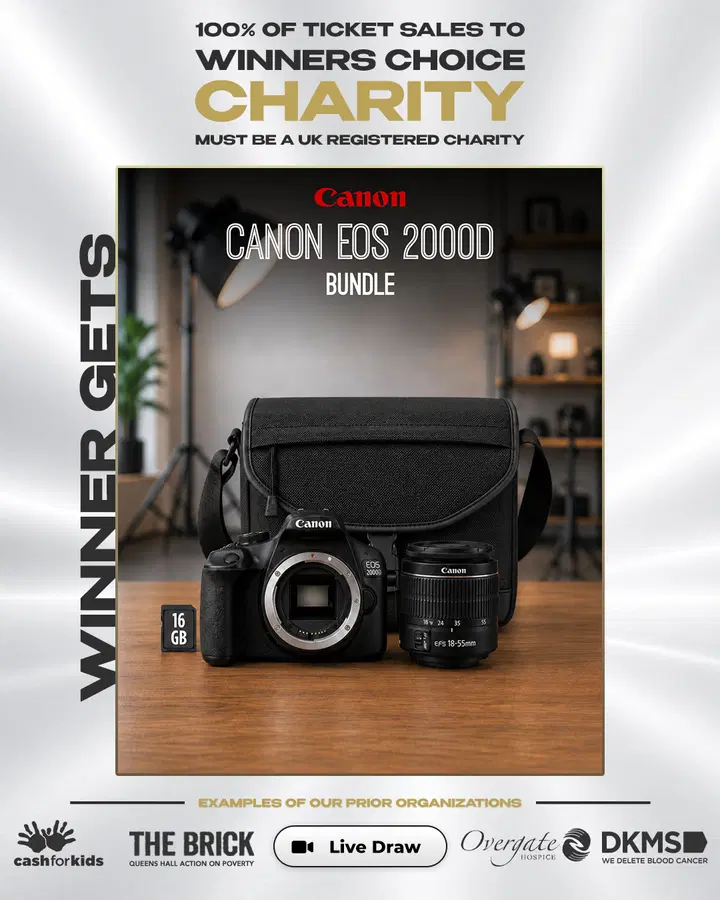 Canon EOS 2000D Bundle – 100% of Ticket Sales to Charity