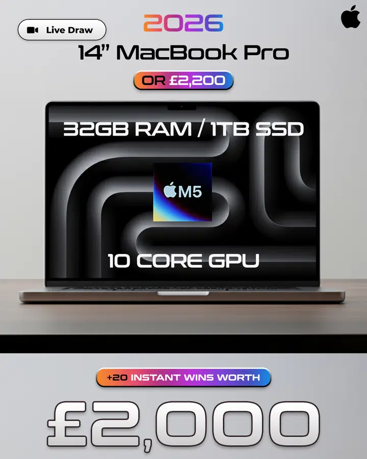 2026 MacBook Pro (or £2,200) with £2,000 of Instant Wins