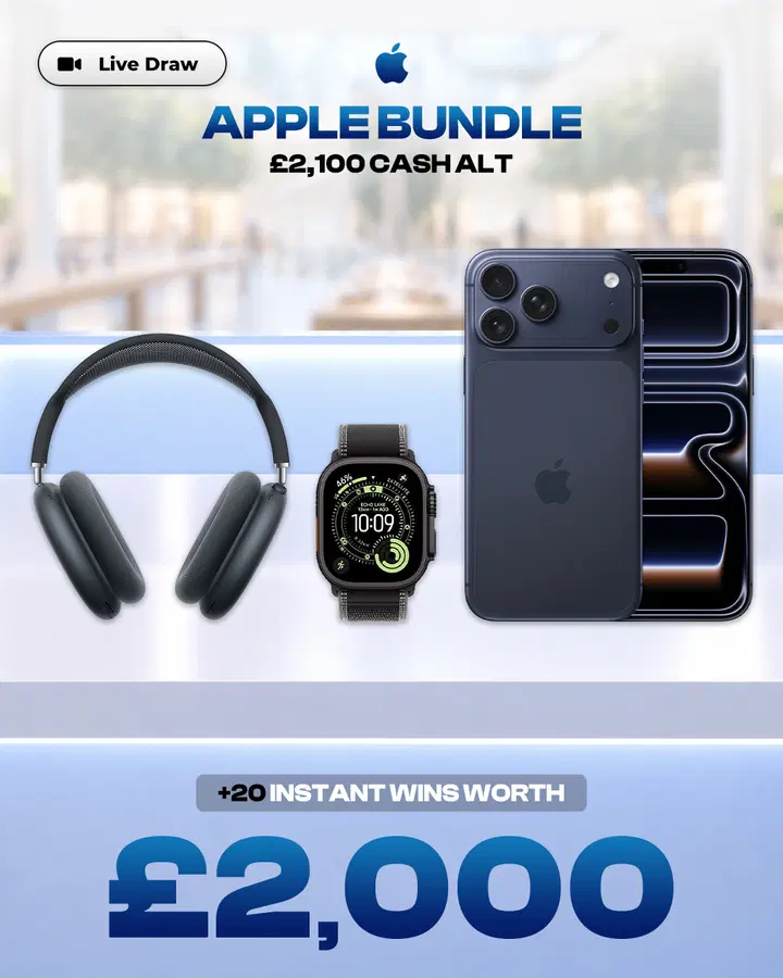 Apple Bundle (or £2,100) with £2,000 of Instant Wins