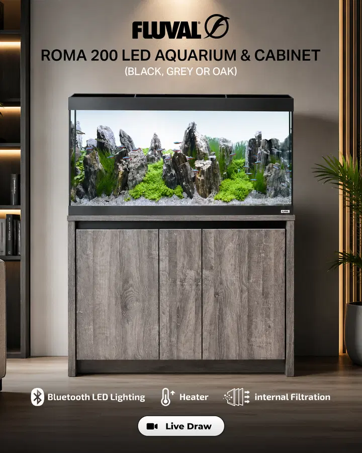 Fluval Roma 200 LED Aquarium & Cabinet – Grey